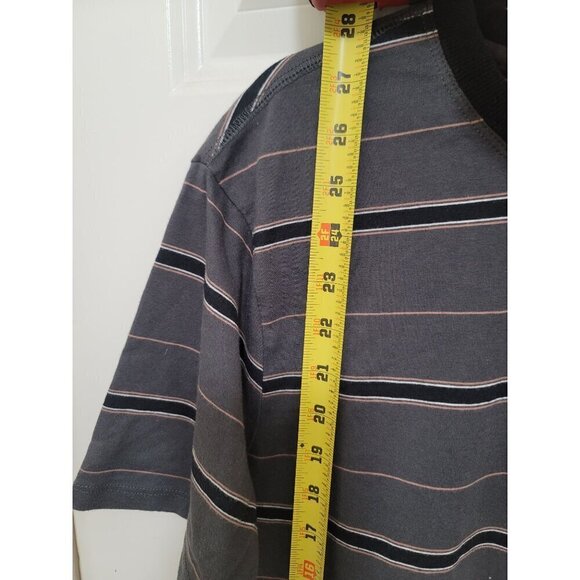 Various artiste Los Angeles Men's Gray Striped T-Shirt With Embroidered Rose Lo - Picture 6 of 11